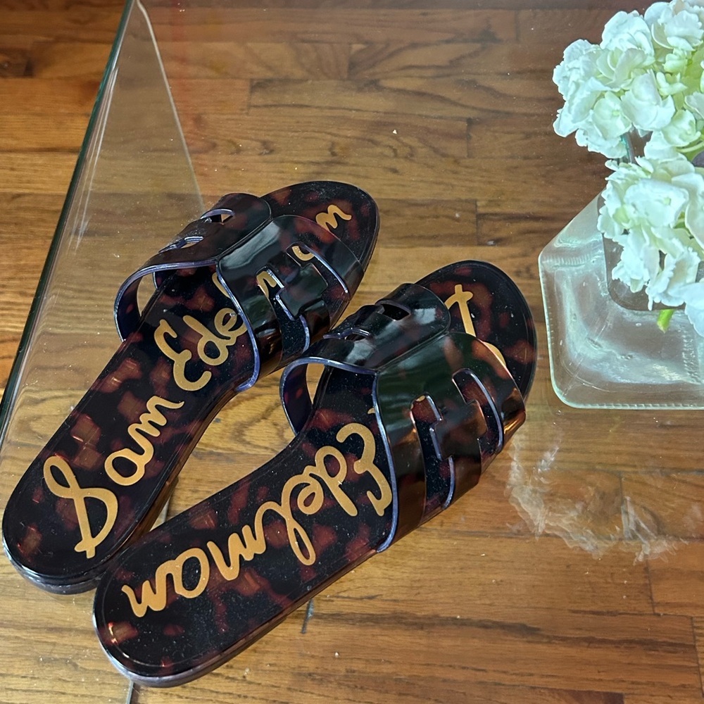Sam Edelman Brown Tortoise Jelly Slide Sandals